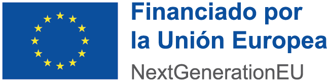 Logotipo de la Unión Europea con la frase "Financiado por la Unión Europea" y "NextGenerationEU", representando el apoyo financiero de la UE para proyectos de desarrollo y recuperación.